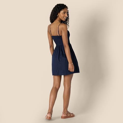 Amazon Essentials Womens Regular-Fit Cotton Sateen Smocked Bodice Short Dress - Image 4
