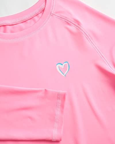 Image of Pink Platinum Girls Rash Guard - UPF 50+ Sun Protection Quick Dry Summer Long Sleeve Swim Shirt Rash Guard for Girls