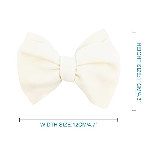 3Pcs Velvet Bows Headbands For Toddler Baby Girls Newborn 5 Inch Hair Accessories Soft Elastic Hairbands For Infant Kids, White+Beige+Black, Medium, Pack Of 3 #TOP5