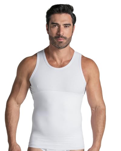 Leo Leo Moderate Compression Shirt for Men - Slimming Tank Tops Undershirt White