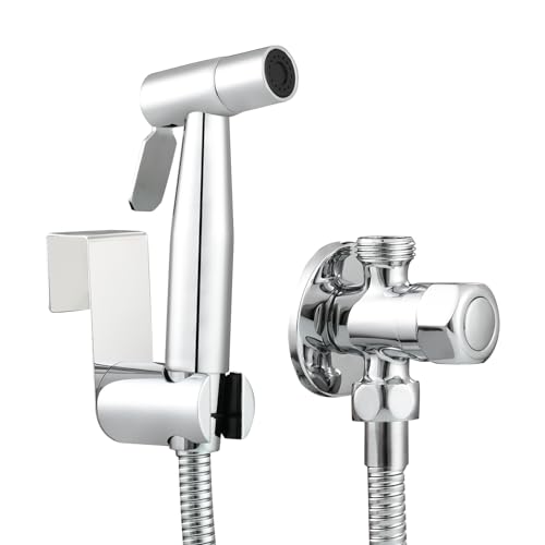 Tecmolog Ducha Bidet Acero Inoxidable Juego Ducha Higienica con Manguera para WC de Mano Cromo, WS024DF2