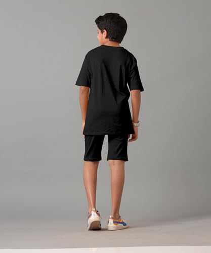 Image of KYDA KIDS Boys 100% Pure Cotton Printed T-Shirt & Shorts Co-Ord Set | Relaxed Fit Soft Breathable Summer Wear | Casual Comfortable Clothing Set for Boys