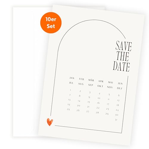 Stella & Soul Save The Date 10x Grußkarten aufklappbar DIN A6 mit weißem Umschlag | Einladung...
