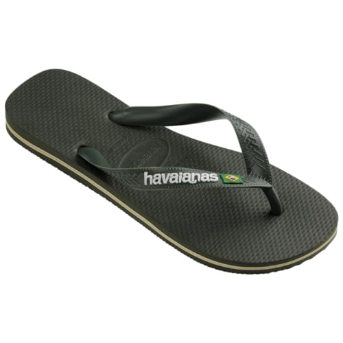 Havaianas for Men - Brazil Logo Flip Flops - Green Olive - 11/122