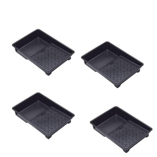 7 Inch 100% Recycled Plastic Paint Roller Tray With Textured Anti-Skid Grip, Ideal For Trade & DIY Rollers Up To 7" Wide and All Types Of Paint, Varnish, Woodstain Pack of 4