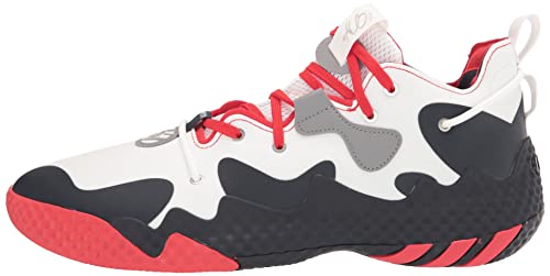 adidas Tênis de basquete unissex adulto Harden Vol. 6, Branco/vermelho vívido/tinta, 10 Women/9 Men
