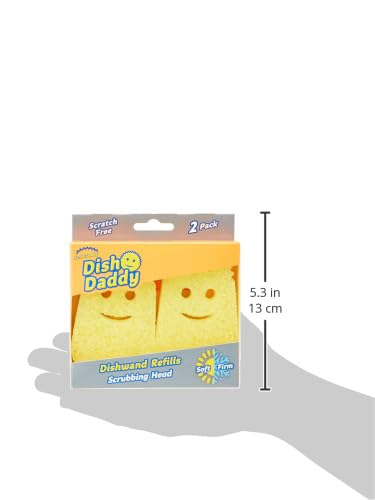 Scrub Daddy Dish Daddy Dish Wand Replacement Head Refill, Compatible with Soap Dispensing Dish Brush, Texture Changing Washing Up Sponge with Liquid Handle and Built-in Scraper - x2 Refill Heads - Thumbnail 4