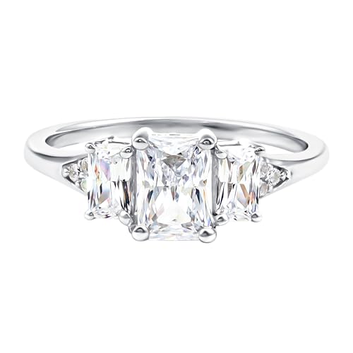 Certified Lab Grown Diamond Three Stone Engagement Ring, Ef-Vs Quality, Diamond Past Present Future Ring - Ready To Gift