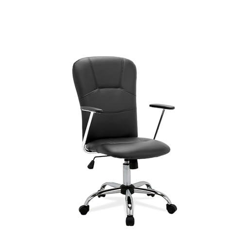 La Silla Española Medinaceli Silla de Oficina Director con Reposabrazos, Piel Sintética, Negro, 47x44x109 cm