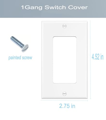 1-Gang Switch Outlet Wall Plate Cover Single Decora Electrical Faceplate for Light Switch, Smart Switch, Receptacle, Dimmers, USB Outlet, GFCI, White (10-Pack)