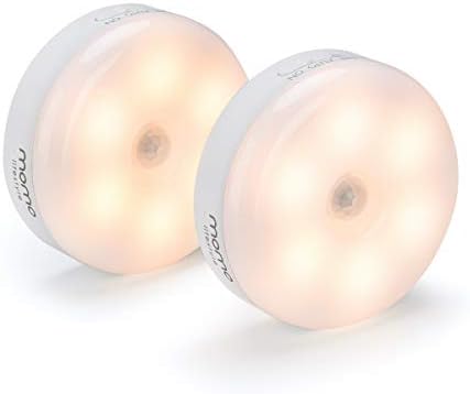 Momo Lifestyle Motion Sensor Night Light, Automatic Under Cabinet Lights USB Rechargeable Battery Warm Yellow 3.7V 500mAh LED Wall Night Light Attachable Everywhere (2 Pack) Luzinha