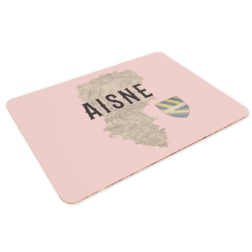 Sets de table en liège anti-rayure napperons souples rose grand format carte ancienne Aisne