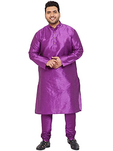 Image of VASTRAMAY Men's Silk Blend Solid Regular Kurta Pyjama Set