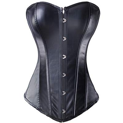 1Pc Women's Corset Lingerie Bustiers Body-Shaper Slimming-Top Lace-Up Size: XXL; Material: Synthetic Leather Black-image-25