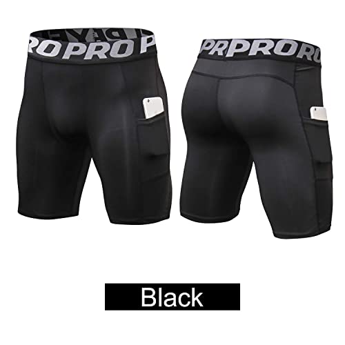 YUSHOW Mens Compression Shorts with Pocket Spandex Sports Running Quick Dry Shorts Compression Underwear for Men Athletic2