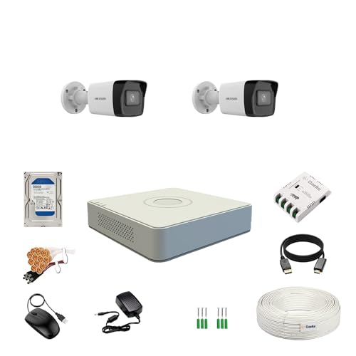 Image of Clocite HIKVISION 4 Channel DVR with 2MP 2 Wired Bullet Cameras (Day /Night Vision) + 500GB HDD + Cable Roll (1+3) 4 CH Power Supply + BNC & DC Full Combo Kit