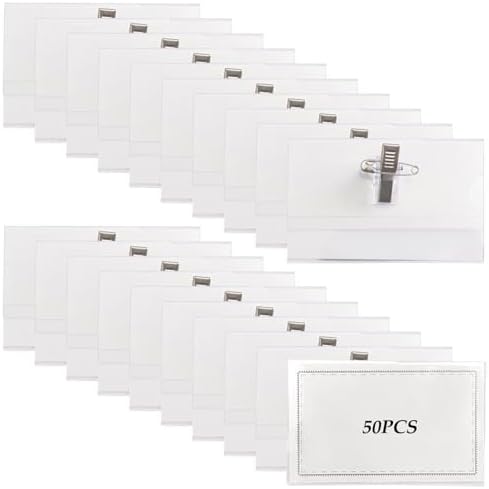 CKB Ltd® Set Of 50 Professional Clip On Clear Plastic ID Name