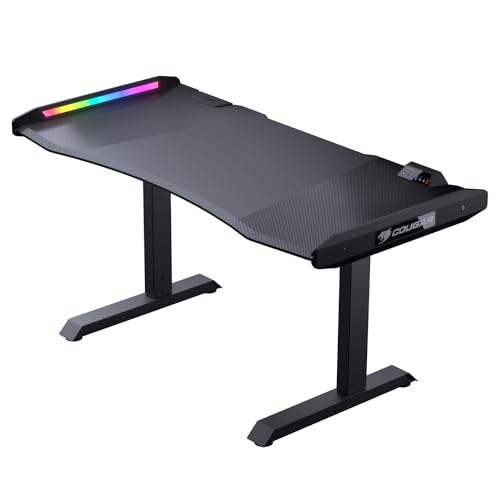 COUGAR GAMING | OFFICE GAMING | MARS PRO 150 - Ergonomic - Large Surface - Integrated Cable Management System - Carbon Fiber Tray - Customizable LED Lighting