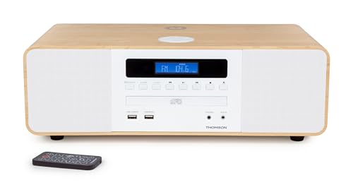 THOMSON Micro Chaîne Bluetooth avec Lecteur CD, Enceinte HiFi 50W, Radio FM, Chargeur Smartphone sans-Fil Induction Compatible Iphone et Samsung Galaxy, Port Aux et...