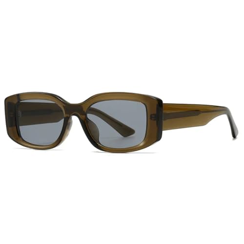 Lunettes de soleil pour femmes style punk dégradé thé avec monture carrée transparente tendance