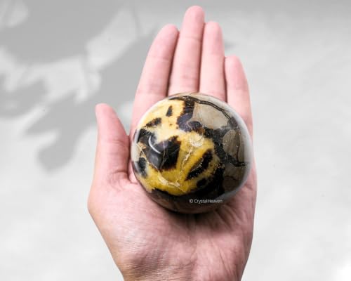 Image of Certified Septarian Crystal Ball for Meditation - Premium Crystal Vastu Items for Home and Feng Shui Items for Good Luck - Ideal for Pooja Supplies and Spiritual Practices (3 inch Inch)
