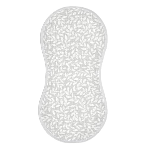 Image of Muslin Baby Burp Cloths, Grey and White Leaves Muslin Baby Rags Comfy Soft Absorbent in for Newborn Boys and Girls 1 Piece 22 x 11 Inch