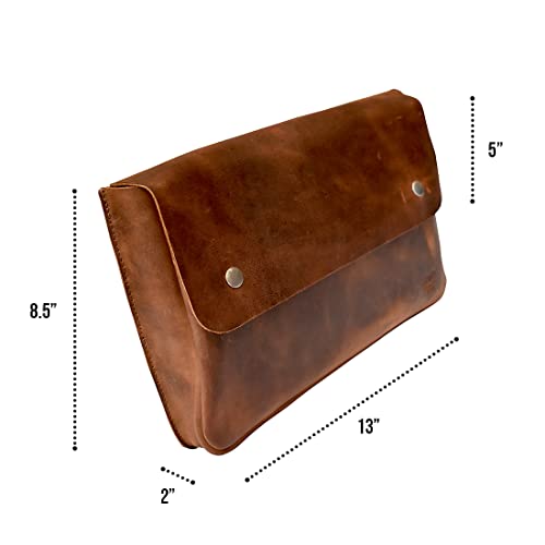 Hide & Drink, Vintage Leather Folder Document Holder, File Case, Document Portfolio & Binder Strapless Carry On Bag, Office & Work Essentials, Handmade (Bourbon Brown) #TOP4