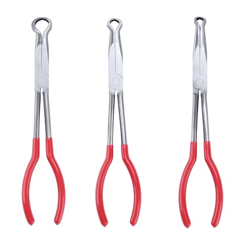 Image of 3PCS Circle Nose Pliers 11 Inch Extra Long Reach Hose Grip Pliers Set