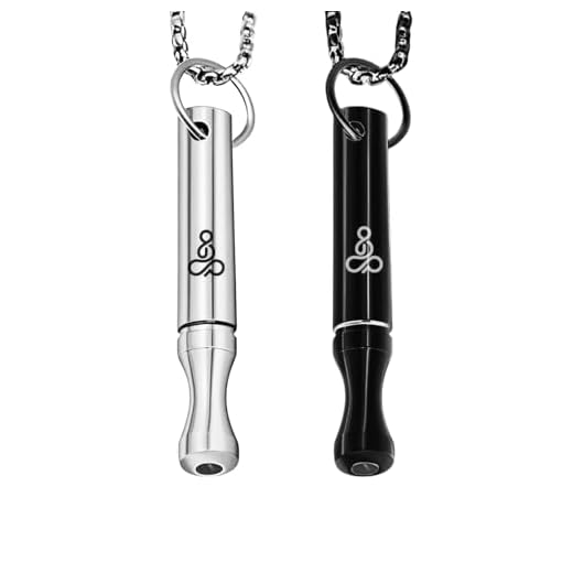 HotoPink Juego de 2 collares portátiles Mindful de acero inoxidable en 2 colores silbato para yoga, meditación, alivio de ansiedad, relajación, ejercicio para adultos, hombres, mujeres, TDAH, Acero