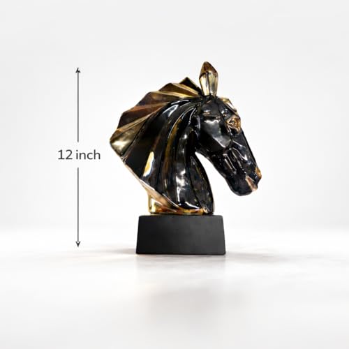 Escultura de Cerámica Caballo Negro y Dorado 12" miniatura 2