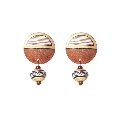 Image of Handcrafted Artistic & Tribal Earrings Collection for Women - Bohemian, Floral, Wooden & Ethnic Statement and Stud Designs