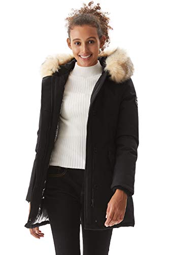 Molemsx Womens Down Coat, Outdoor Windproof Waterproof Ski Jacket Women's Winter Jacket Warm Winter Parka Down Coats With Removable Fur Hood Puffer Jacket Black Xx-Large #TOP3