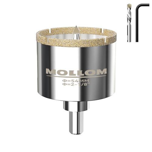 Image of MOLLOM 2-1 /8 inch (54mm) Diamond Hole Saw with 2 Pilot Drill Bit