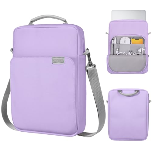 Image of MoKo 13.3-14 Inch Laptop Sleeve Bag Fits Mac Neo 13-inch A18 Pro, Mac Pro 13.3 inch M2 2022 /M5 /M5 Pro /M5 Max 14.2 inch 2026, Mac Air 13.6 inch M5 2026, Handle Carrying Case with Shoulder Strap, Purple