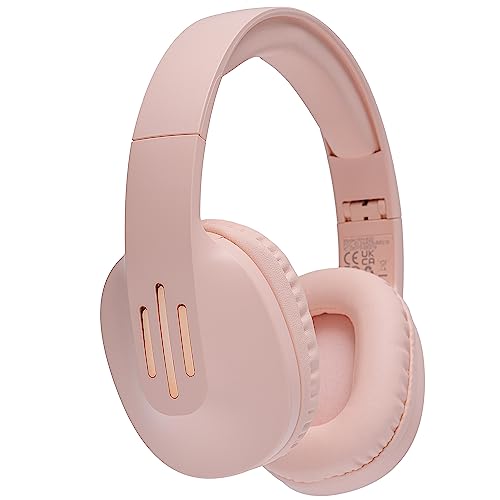 ZIHNIC Bluetooth Headphones Over Ear, 5 EQ Modes Wireless Headphones, Foldable Lightweight Headset With Deep Bass, HiFi Stereo, Microphone for Online Class,Office,PC,Phone(Pink)