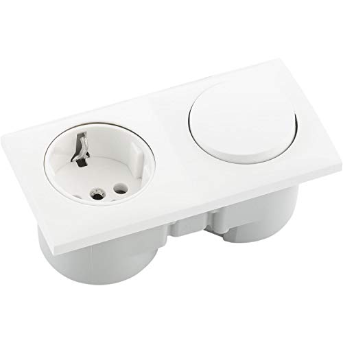 Berker Integro Flow Steckdose mit Schalter - Einbausteckdose mit integriertem Schalter, polarweiß