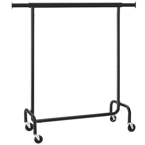 Reviews de Tubular para Ropa , tabla con los diez mejores. 44 SONGMICS Burro Ropa con Ruedas, Perchero Burro Extensible, Carga Pesada, Carga de 130 kg, Fácil de Montar, Portátil, Negro Mate MHSR011B01