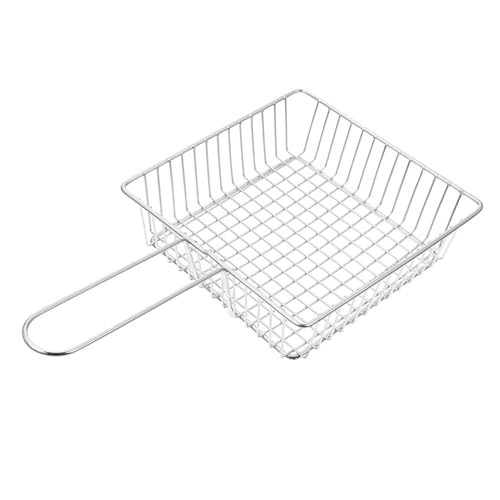 TOGEVAL Cesta de Freír de Acero Inoxidable con Base Reforzada y Mango Seguro Cesta Útil para Cocina para Patatas Fritas Pollo Frito y Pescado Frito Drenaje Rápido y Limpieza Sencilla