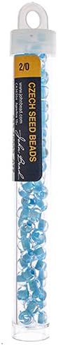 John Bead Czech Glass Seed Beads 2/0 Crystal/Light Blue Terra 22Grams Beads for DIY Arts Crafts Jewelry Bracelets Necklaces Earrings Making