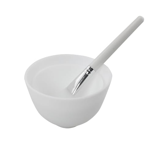 2 piezas bowl facial blanco con brocha para mascarillas miniatura 3
