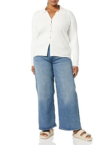 Image of Amazon Essentials Women's Fine Gauge Stretch Polo Ribbed Long Sleeve Sweater Cardigan