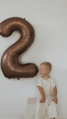 Image of Dark Brown 2 Balloon, Coffee Brown Number Balloons 40 Inch, Chocolate 2nd Balloon Number Birthday Decorations, Second Two Birthday Party Supplies, Number 2