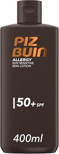 Piz Buin Allergy Lotion SPF 50 (400ml), Sun Cream to Strengthen Skin's Resilience, Sunscreen with Immediate and Effective UVA/UVB Protection for Sensitive Skin, Sweat & Water Resistant