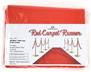 LEMONSODA Red Carpet Floor Runner Hollywood Party Decoration Fabric 70 GSM (Red, 4x30 Feet)
