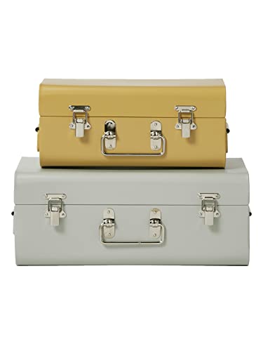 VERTBAUDET Lot de 2 malles en métal gigognes vert/jaune TU