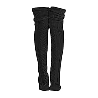 Générique Fille Coloré tricotées par câble pour femmes, bas d'hiver extra longs, cuissardes hautes, sur les jambières Chaussettes Chaudes Pull (Black, One Size)