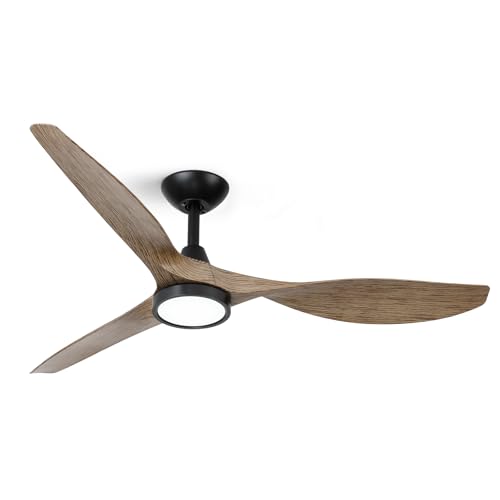 Roomratv Ventilador de techo con luces, 132 cm, motor silencioso y potente, 6 velocidades, 3CCT, temporizador, fácil de instalar, ventilador de techo moderno para sala de estar, dormitorio