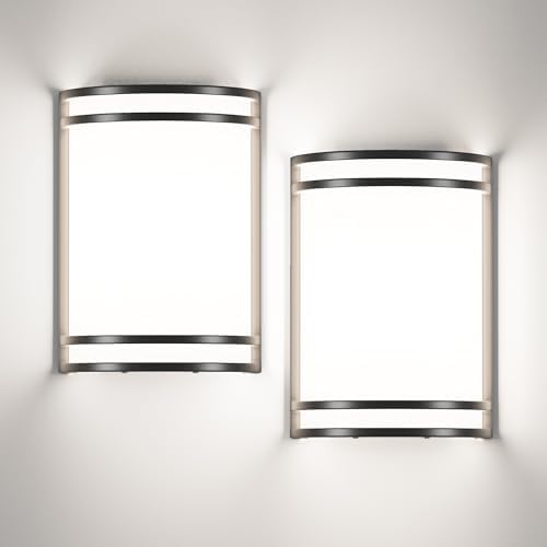 Aipsun Black Wall Sconces Set of Two, Hardwired Indoor 15W LED Mo...