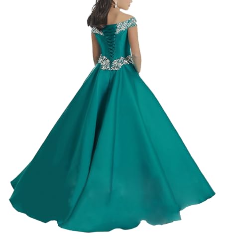 Flower Girls Beaded Luxury Pageant Dresses Off The Shoulder with Pockets Sequin Princess Prom Gowns2
