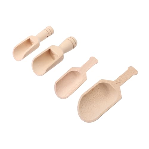 Garneck Mini Wood Spoons 4pcs Wooden Spoons for Salt Tea Beautiful Scoop for Salt Tea Leaves Flour Nuts